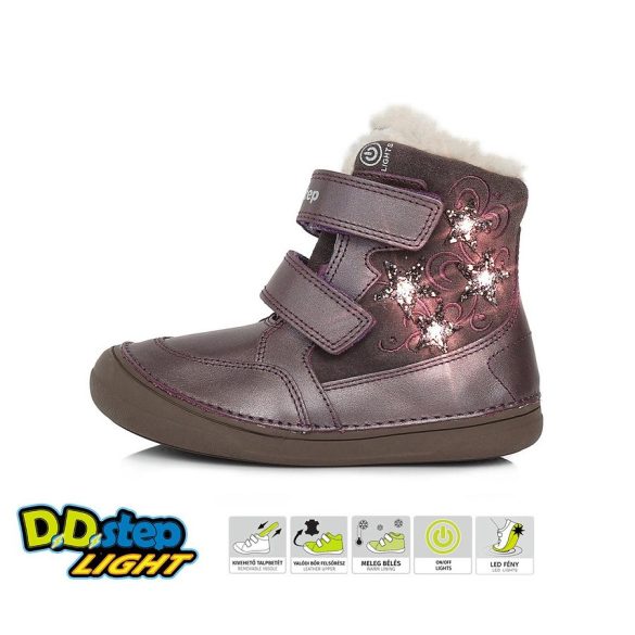 D.D.Step világító téli gyerekcipő lány W078-320AM